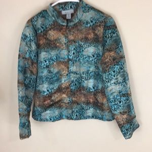 Analogy Metallic Textured Full Zippered Blazer Size Medium